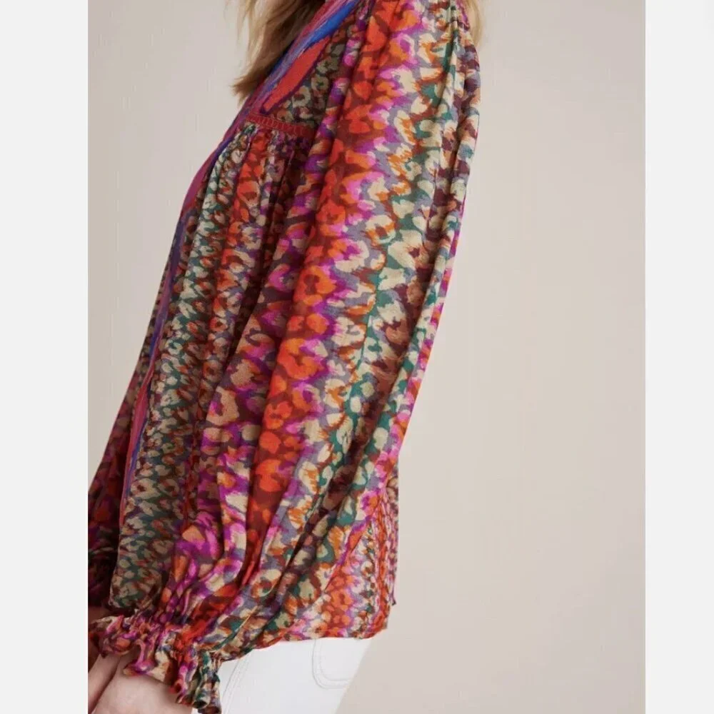 Anthropologie x Bl^nk London Miranda Peasant‎ Multicolor Blouse Women's Size XS - Picture 10 of 10